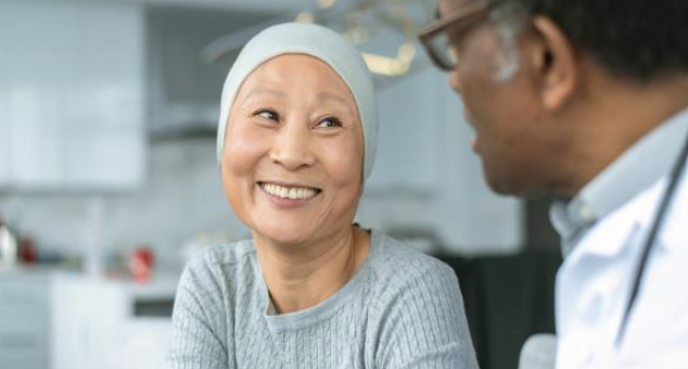 Picture of female patient talking to her doctor. 
